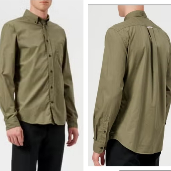 Acne Studios Men's Isherwood Soft Pop Shirt - Hunter Green size 46 - Picture 1 of 8